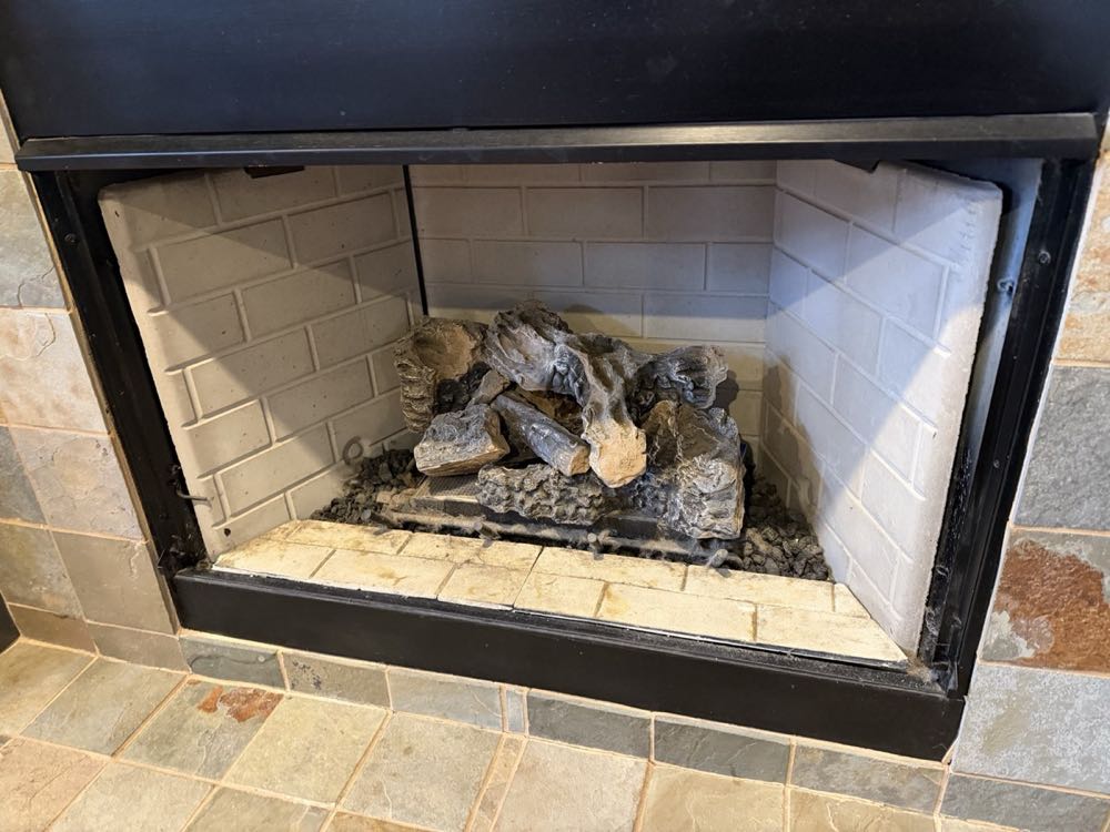 Interior gas fireplace serviced by Texan Flue